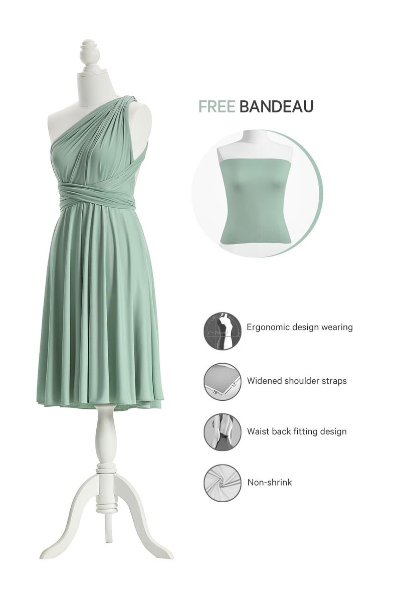 72styles Bridesmaids Dresses Short Infinity Convertible Dress Multiway Transformer Twist Wrap Midi Women Wedding Gutest Dress Sage - Image 2